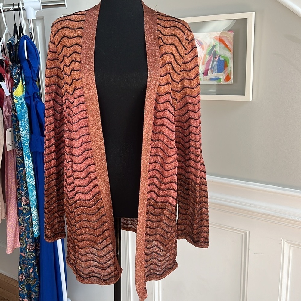 MISSONI - STRIPED, OPEN FRONT CARDIGAN - SIZE 12